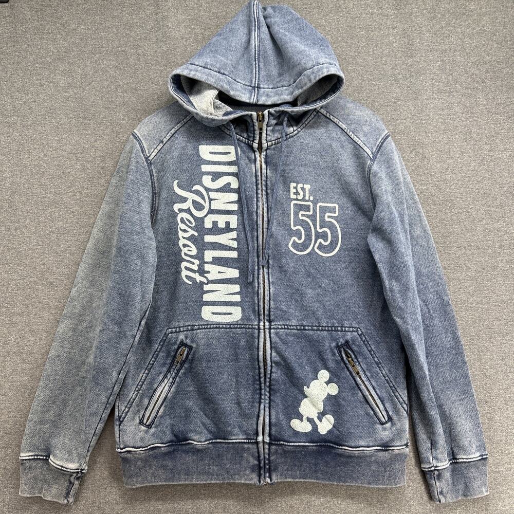 Disney Parks Disneyland Resort Zip Hoodie Adult Small Blue Mickey Mouse Est 1955